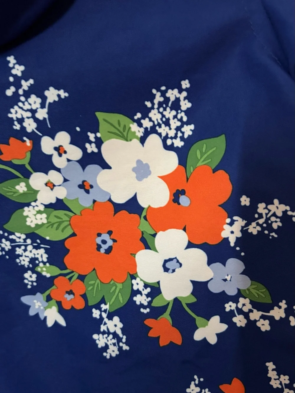 Gymboree Navy Floral Hooded Raincoat with Orange Lining
